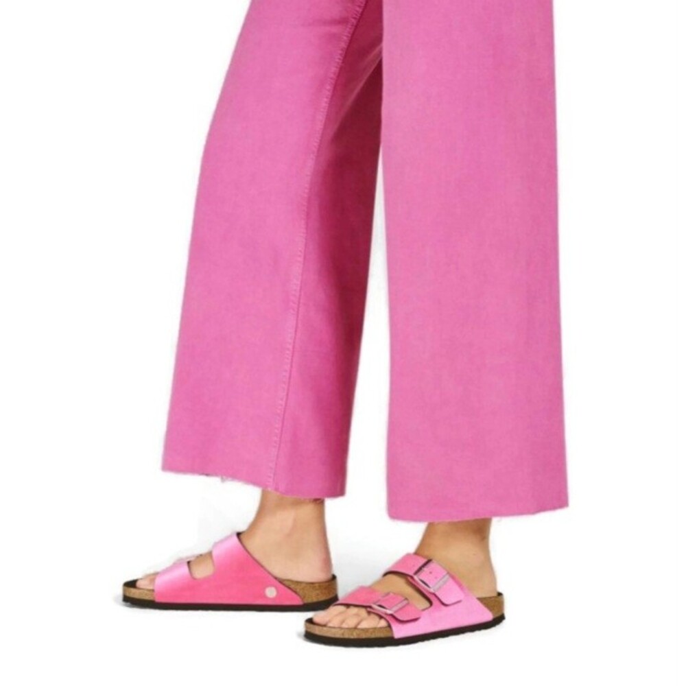 Birkenstock Womens 8 Mens 6 Arizona Rivet Logo Sandals Velvet Pink EU 39 Narrow - Picture 6 of 10